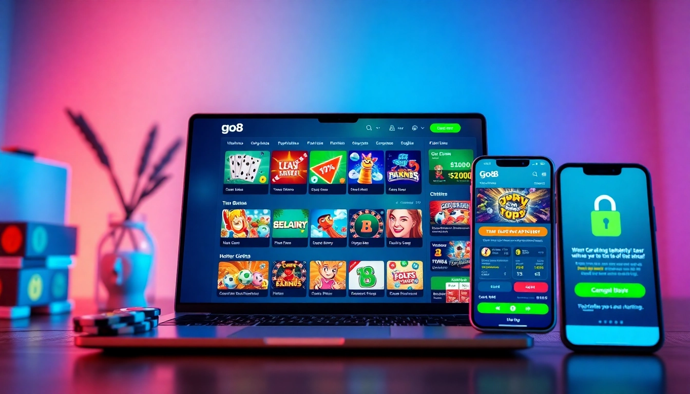 Engaging Go8 online gambling platform with user-friendly interface and vibrant game options.