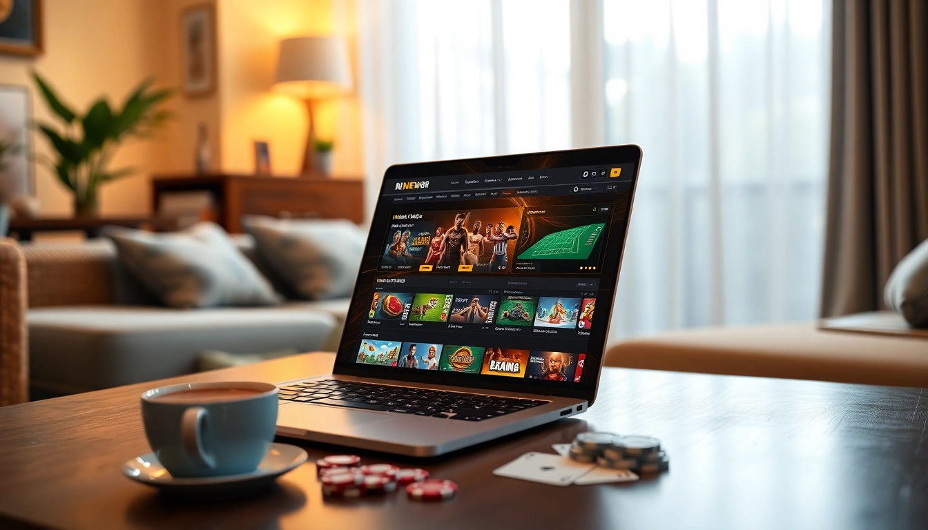 Explore the dynamic interface of https://new88pm.com/ showcasing online betting options amidst a cozy gaming atmosphere.