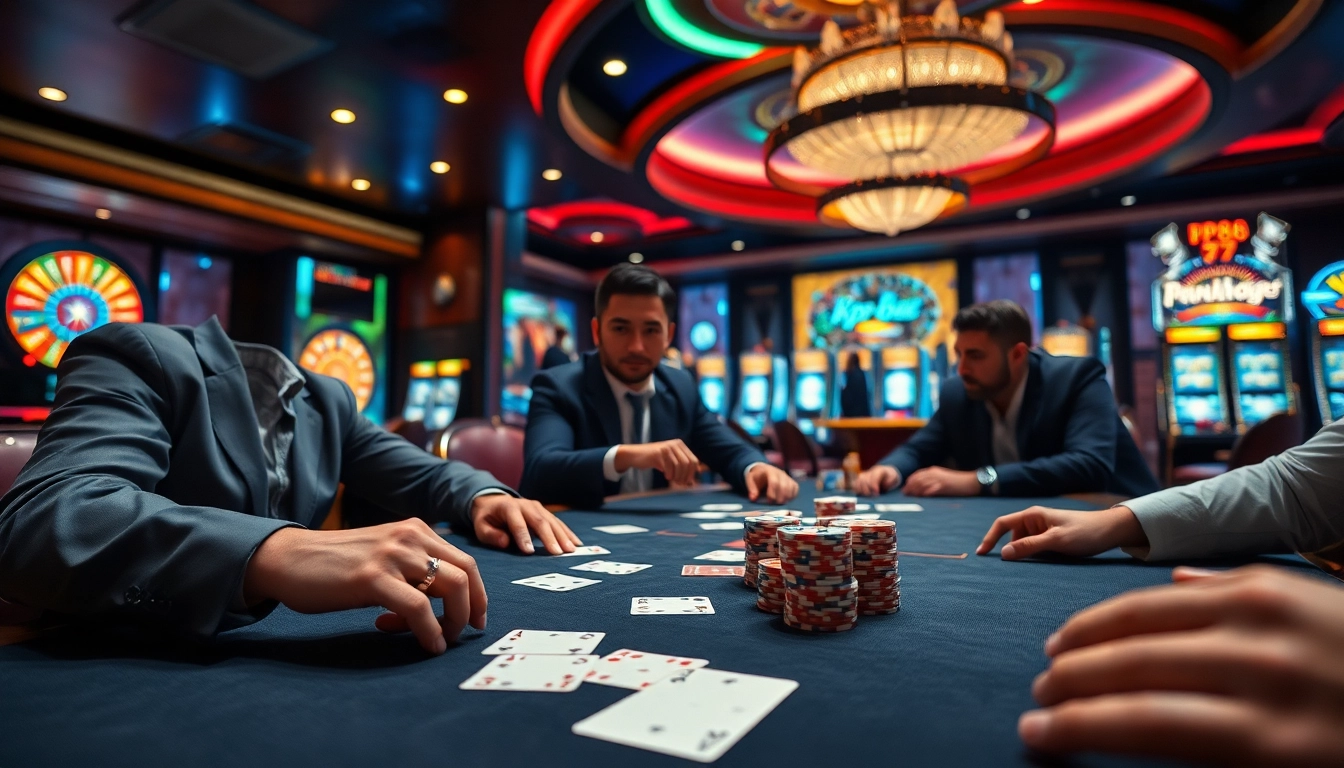 Experience the thrill of Kp88 gambling with elegant chips, vibrant casino tables, and high-stakes action.