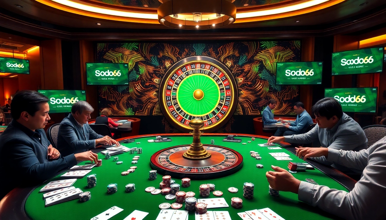 Experience the thrill of sodo66 at a lavish casino table filled with action and excitement.