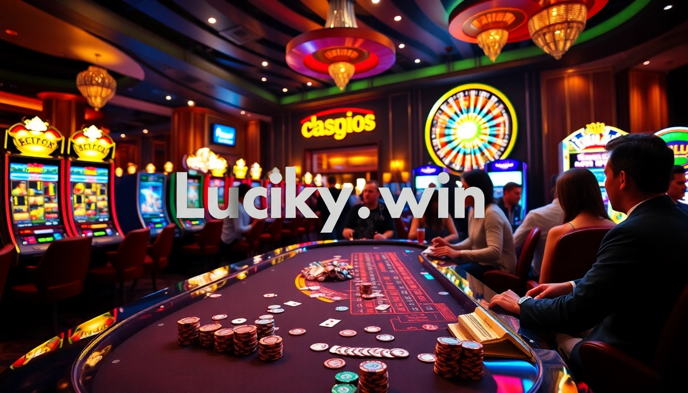 Experience the excitement of gaming at Lucky.win casino with vibrant slot machines and thrilling tables.