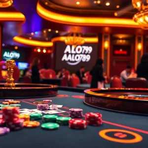 Excited players engaging with ALO789 casino games at a vibrant casino table.