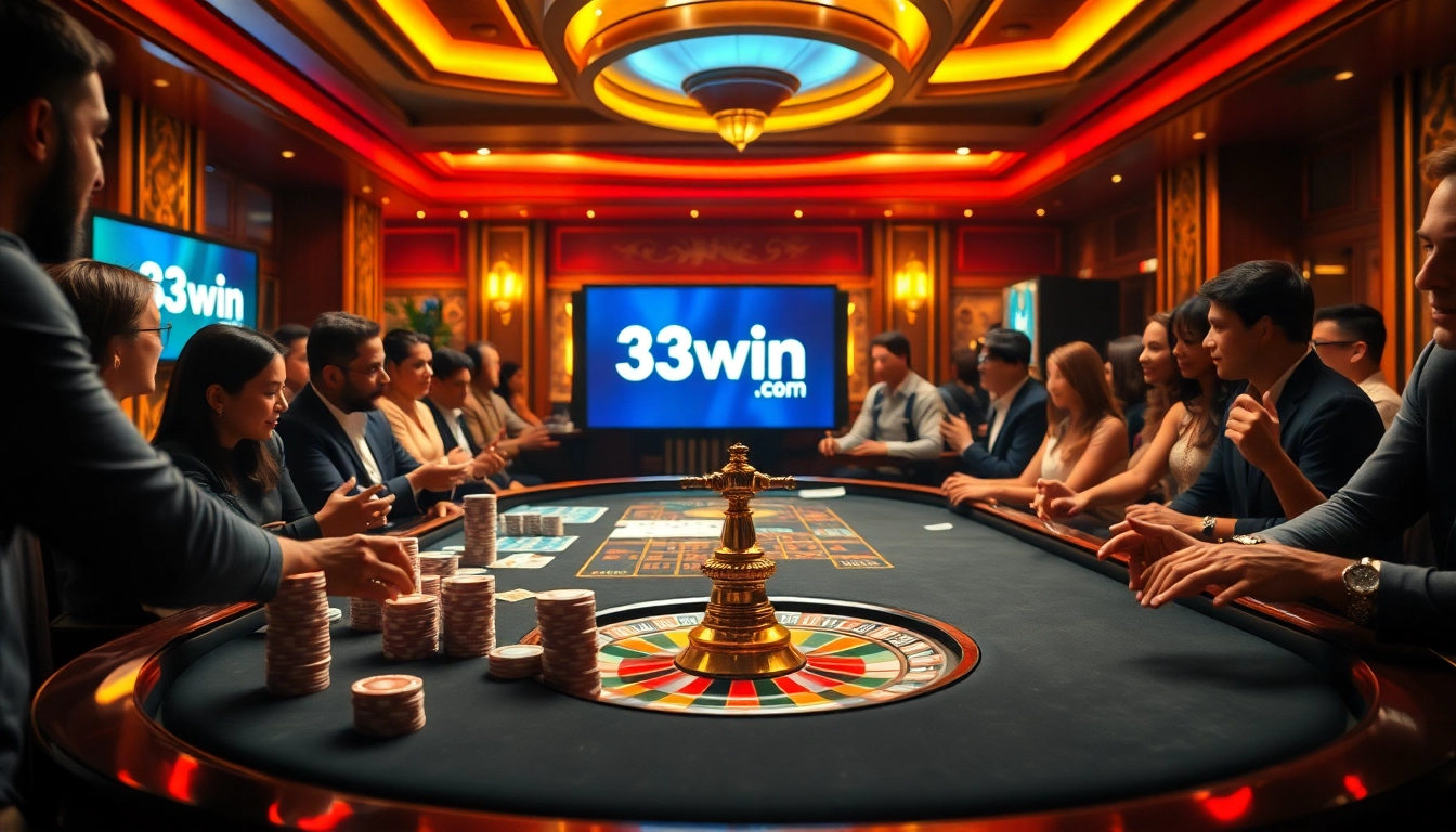 Experience thrilling gameplay at 33win com with vibrant casino tables and excited players.