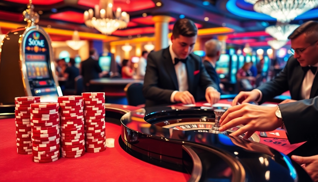 Experience the excitement of gambling with S8-themed luxury casino elements showcasing roulette, poker chips, and slot machines.