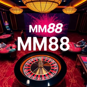 Experience excitement at MM88 casino with vibrant tables, roulette wheels, and engaging players.