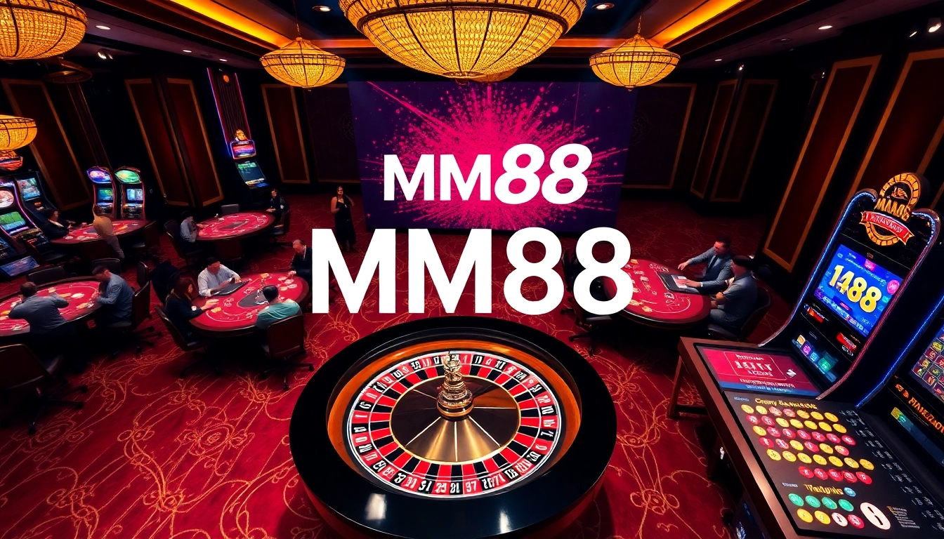 Experience excitement at MM88 casino with vibrant tables, roulette wheels, and engaging players.
