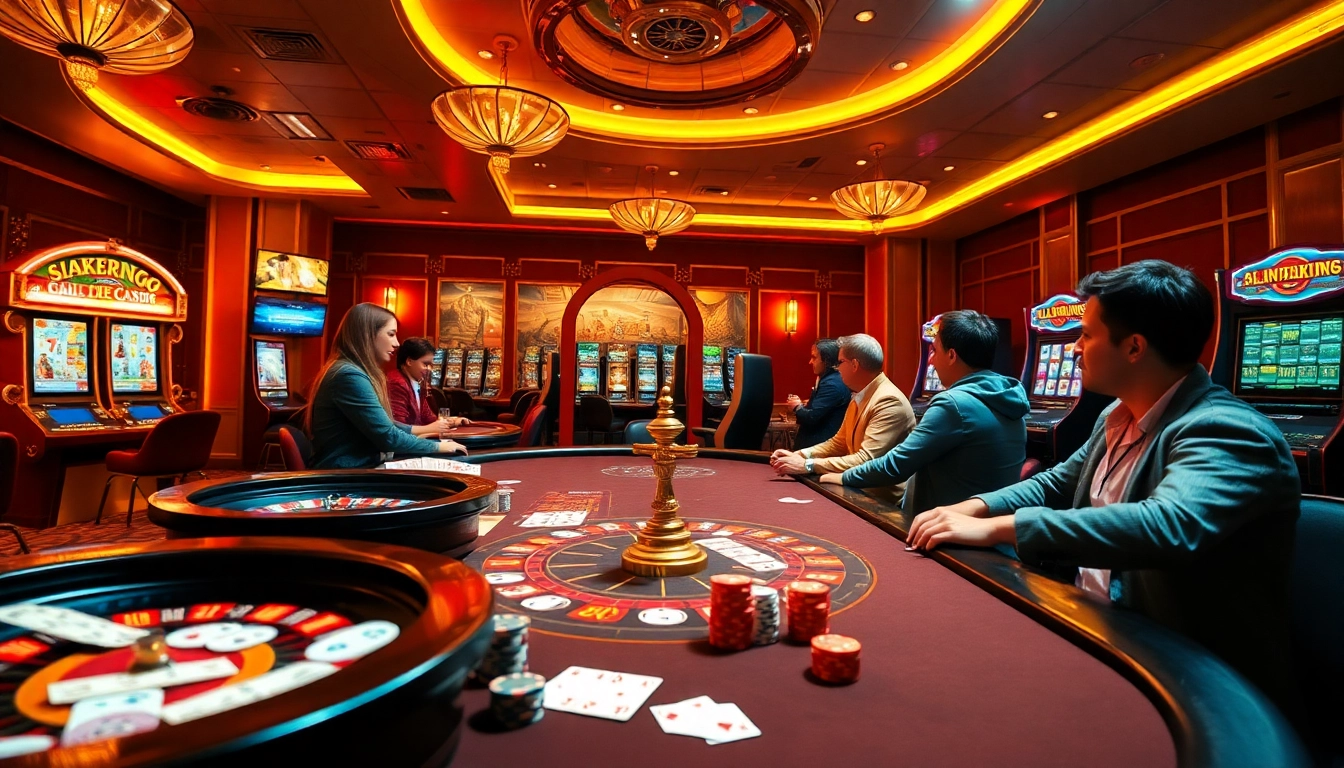 Players enjoying various games at HITCLUB online casino with vibrant atmosphere.