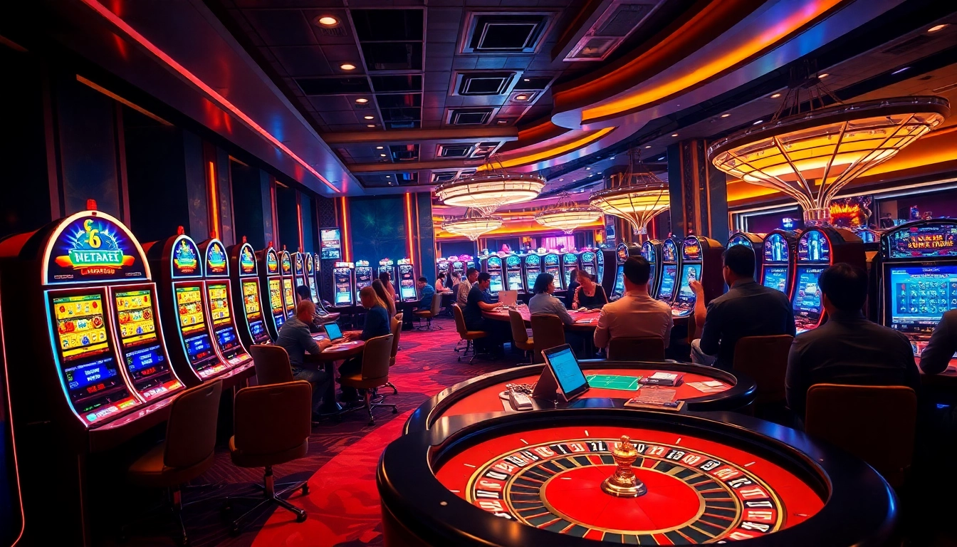 Play thrilling games at ABC 8 Casino with vibrant slot machines and engaging tables.