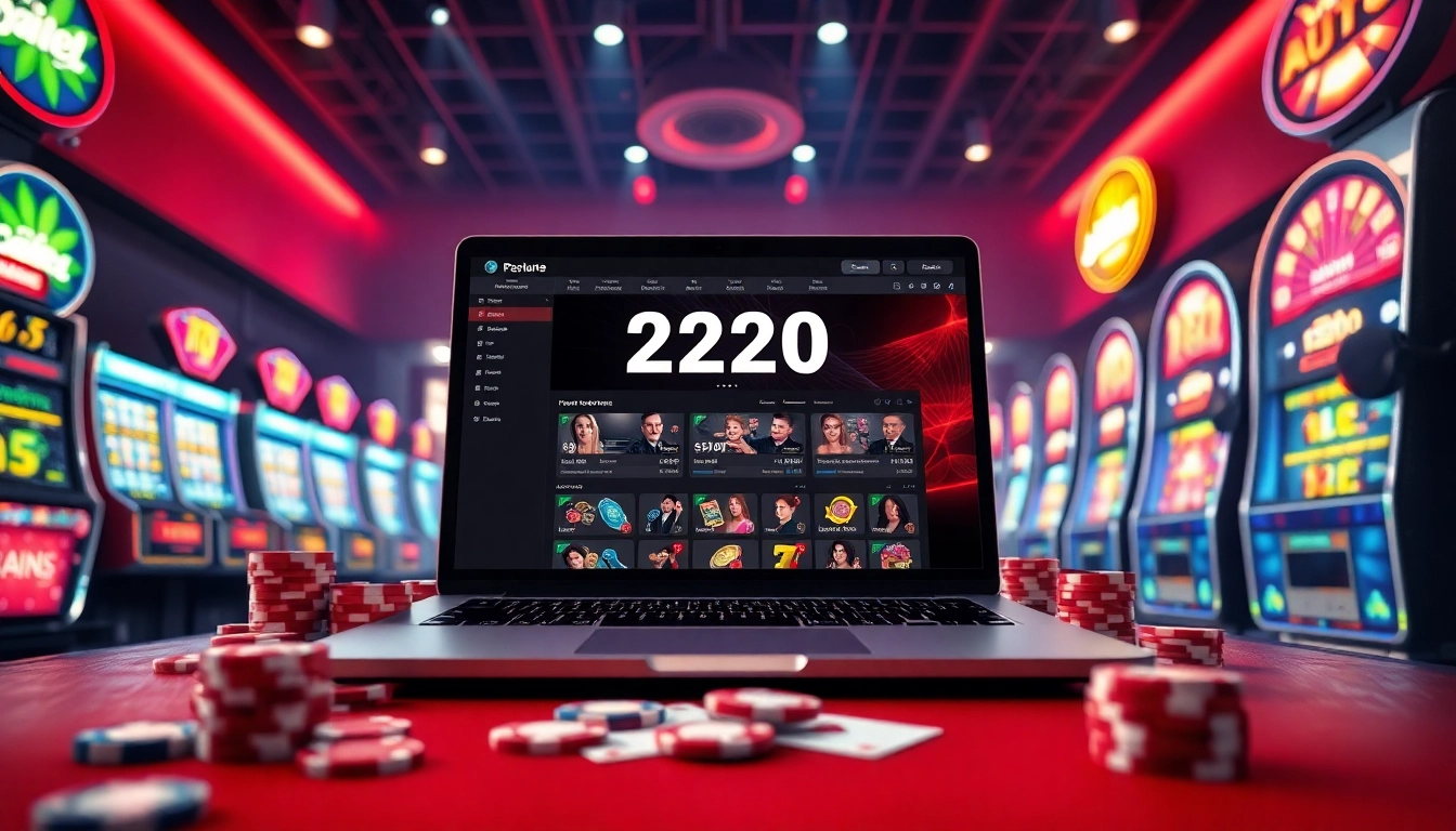Experience the thrilling 222O online betting platform with vibrant casino elements, showcasing a modern interface.