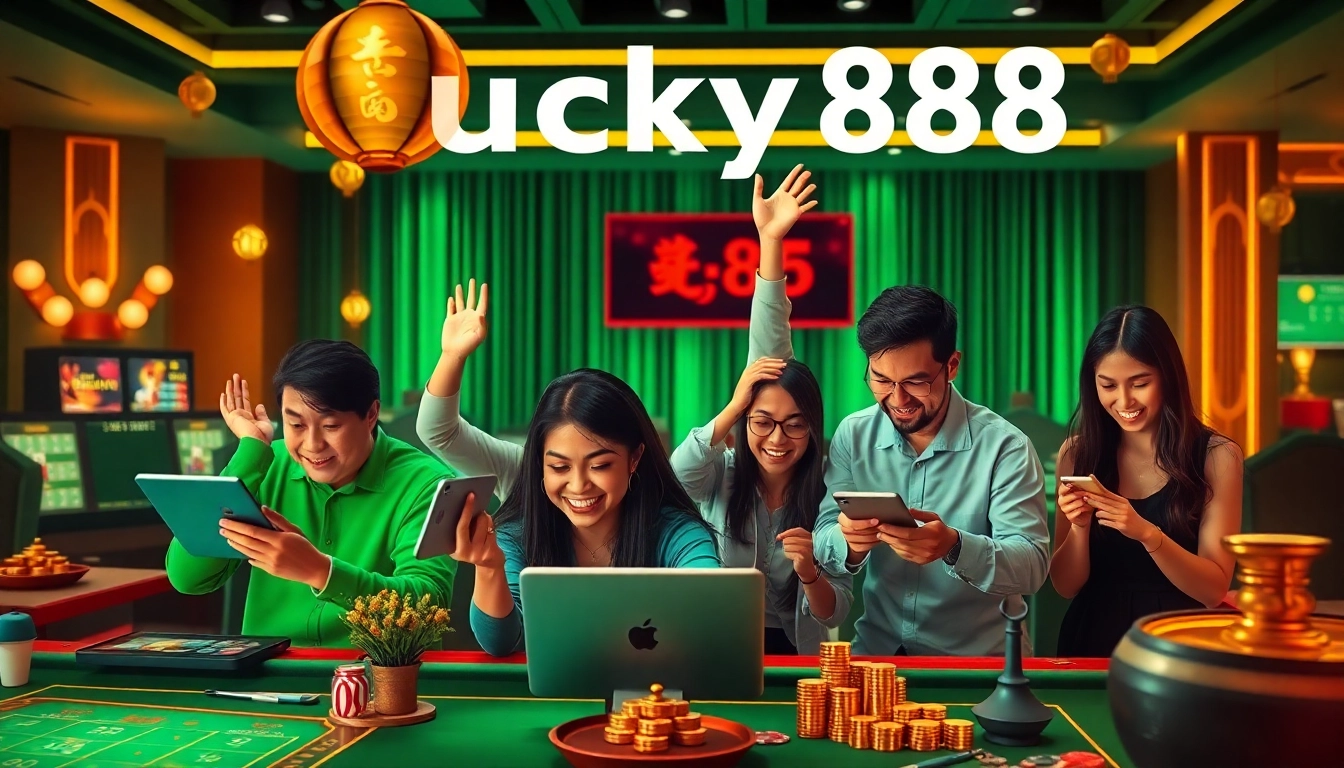 Exciting Lucky88 online gambling environment with diverse players enjoying games like Sicbo and Baccarat.