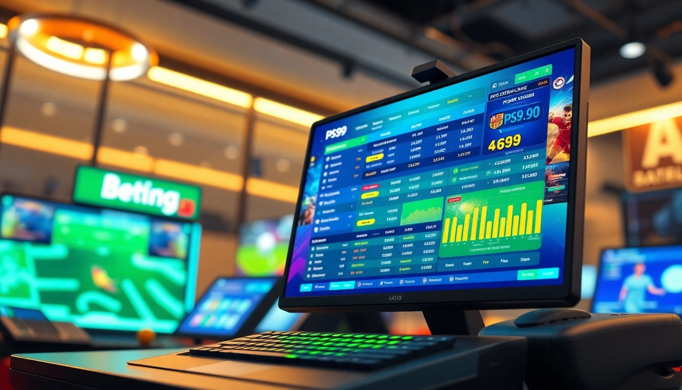 PS99 betting platform interface showcasing vibrant sports betting options and statistics.
