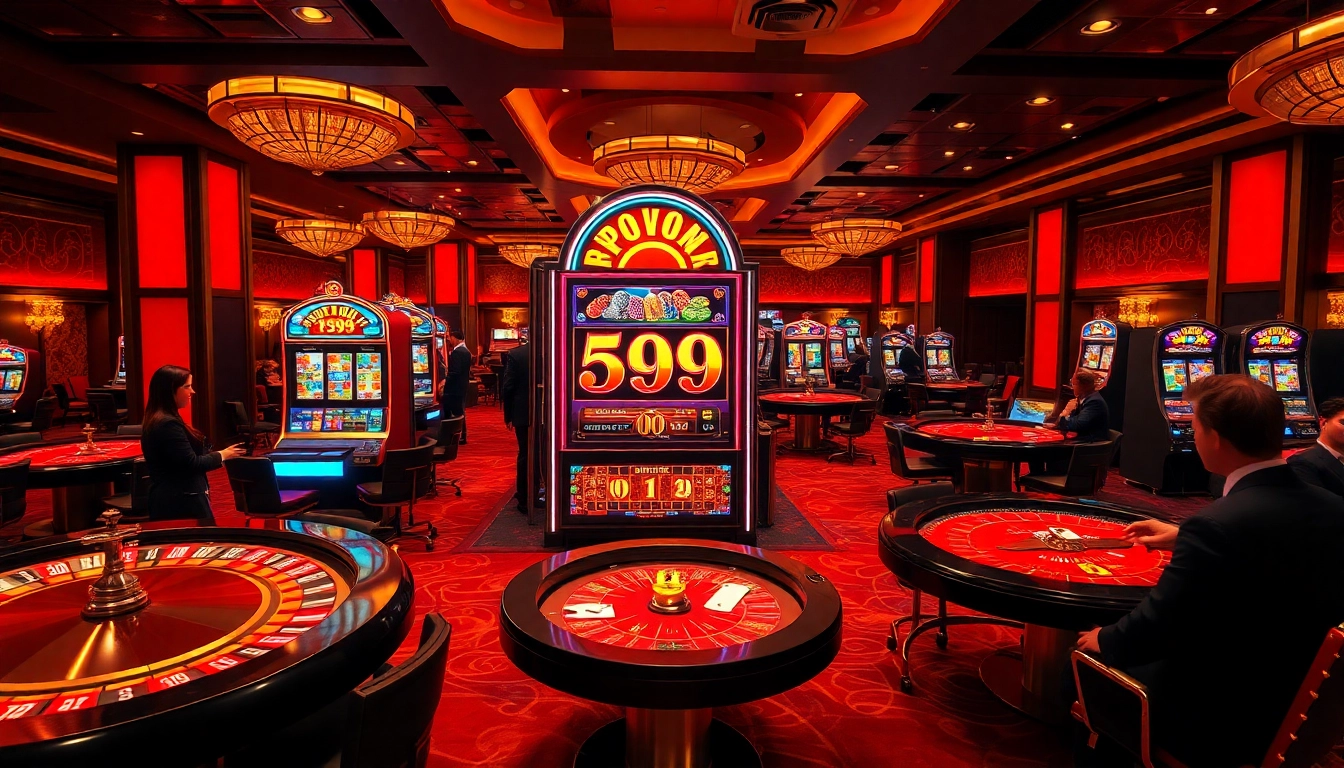 Players engaging with the PS99-themed slot machine in a luxurious casino setting, highlighting excitement and stakes.