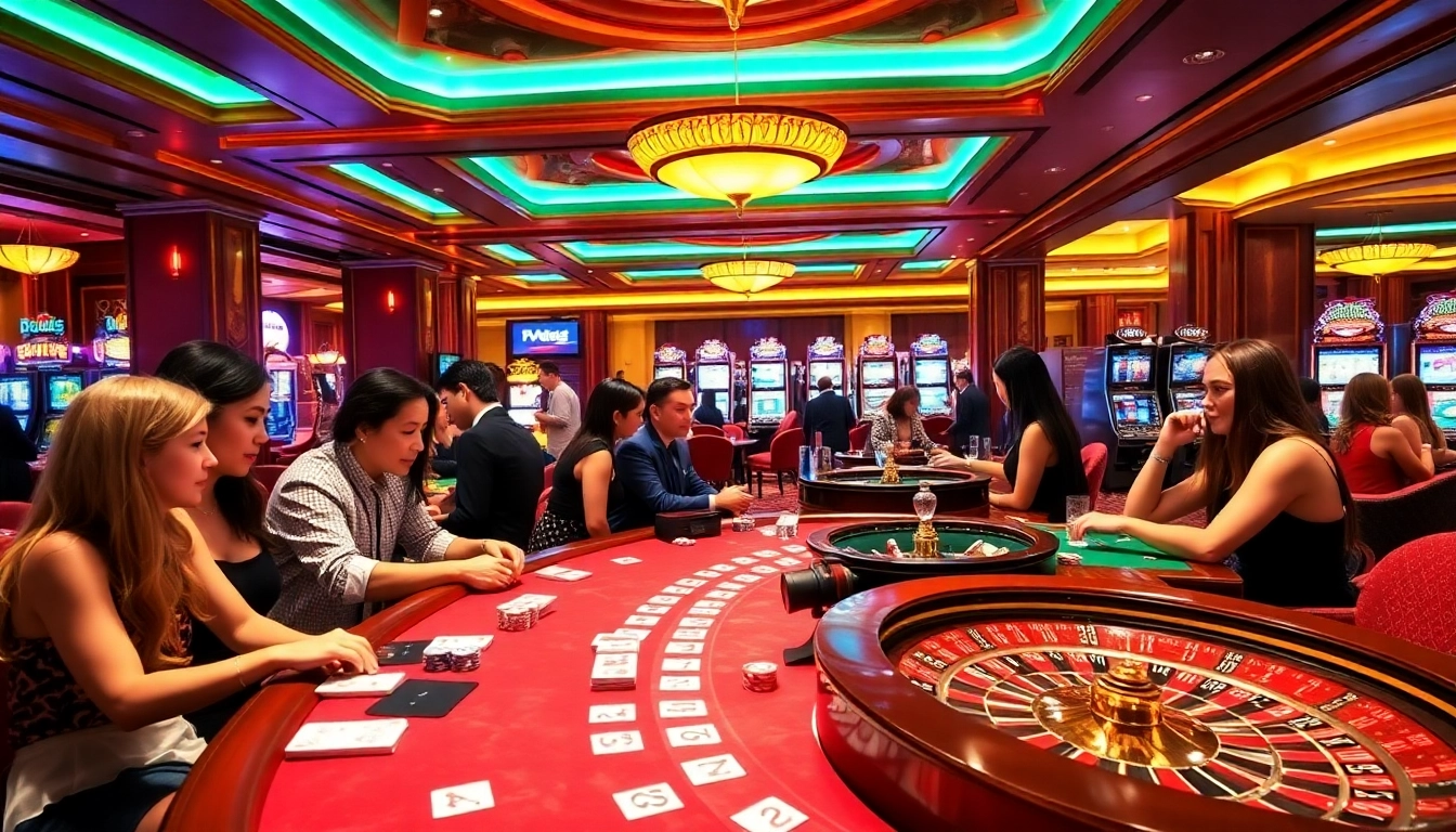 Experience the excitement of Bet 88 with vibrant casino games and joyful gamblers.