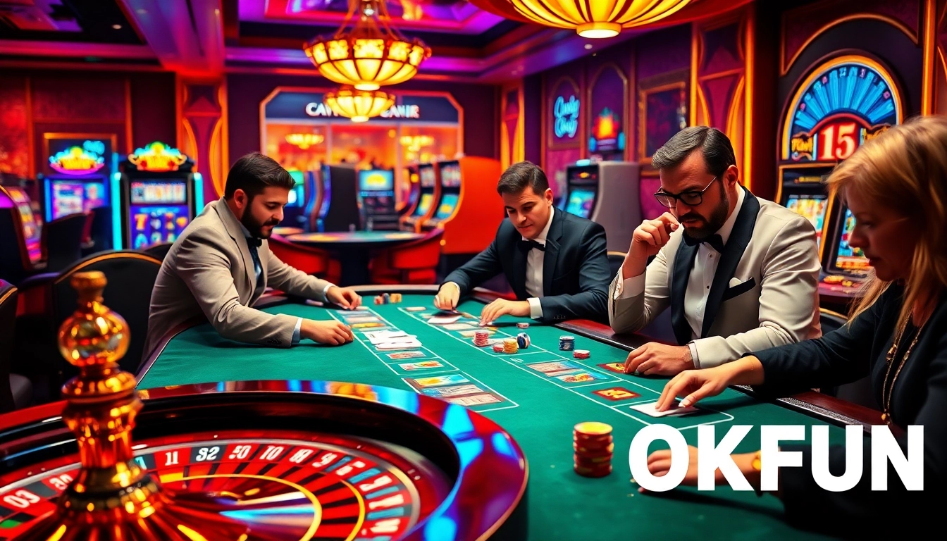Experience thrilling moments at a vibrant casino scene focused on OKFUN gaming excitement and player engagement.