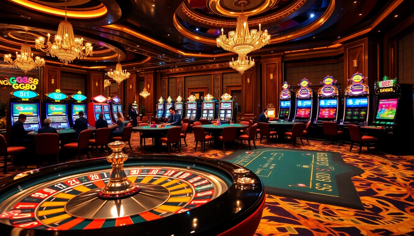 Exciting gaming action at GG88 casino with vibrant roulette and lively players.