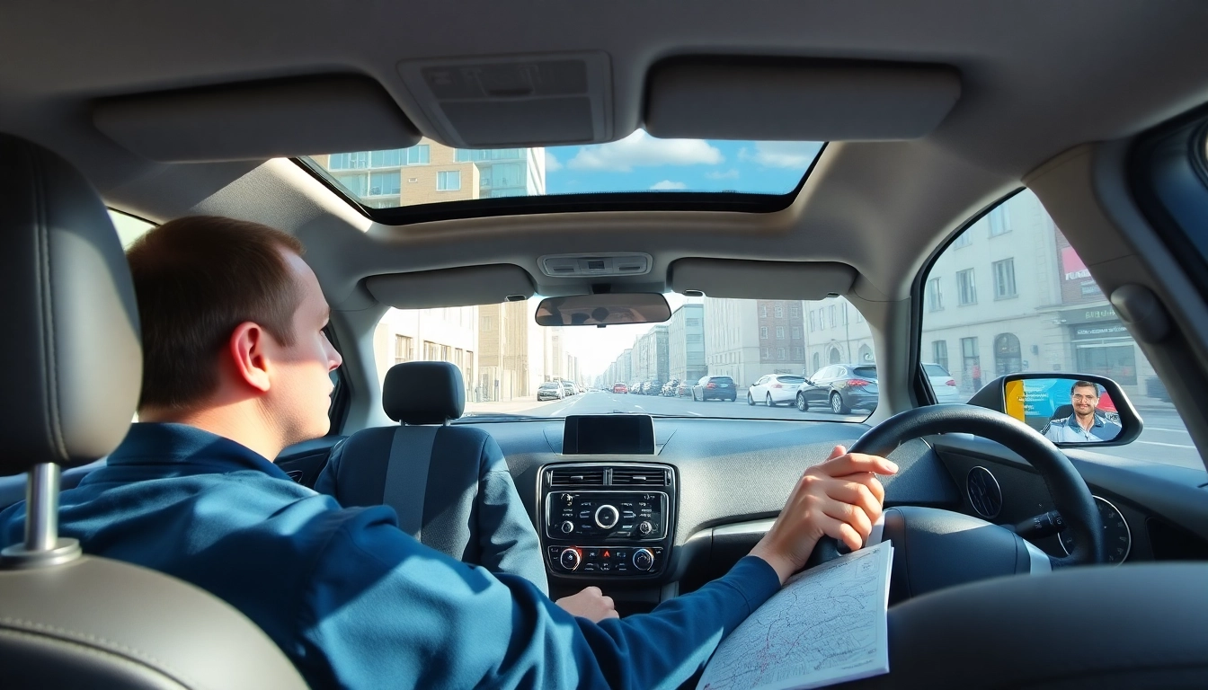 Enhance your skills at driving school Leeds with professional instruction in a modern car setting.