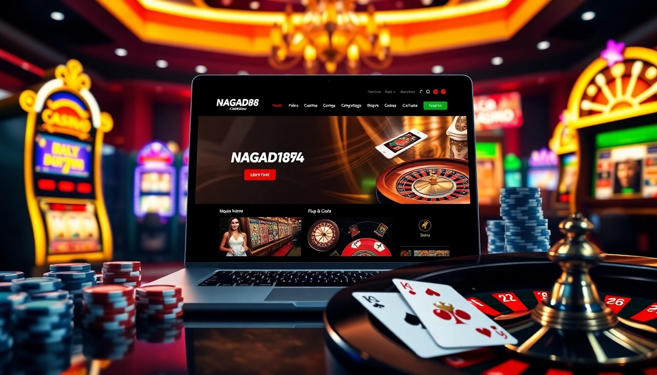 Nagad88 website showcasing vibrant casino games with cards, roulette, and dynamic action.
