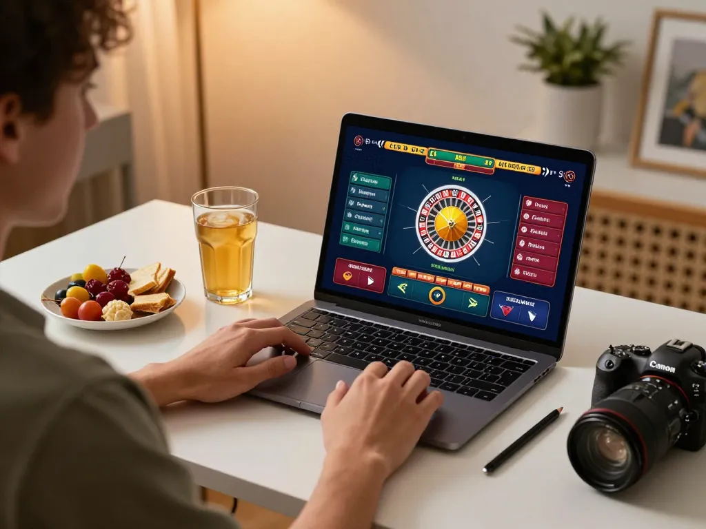 Engaged player enjoying live casino game on DR88 interface at home, showcasing strategic gameplay.