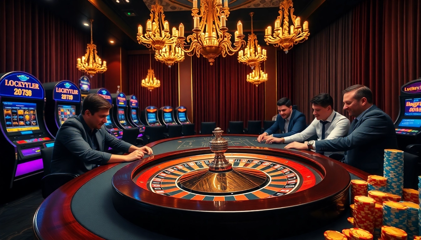 Experience thrilling gaming moments at Luckywin’s luxurious casino setting.