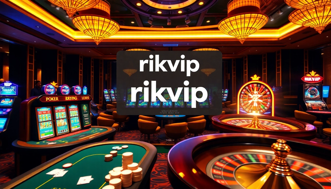 Play thrilling games at rikvip with elegant casino tables and vibrant slots.